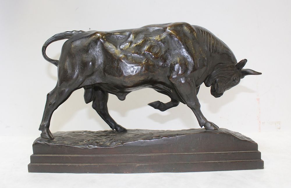 Appraisal: Antoine-Louis Barye French - Signed Bronze Sculpture of a Bull