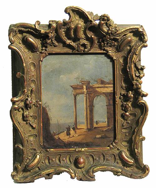 Appraisal: Follower of Francesco Guardi Italian - A capriccio with figures