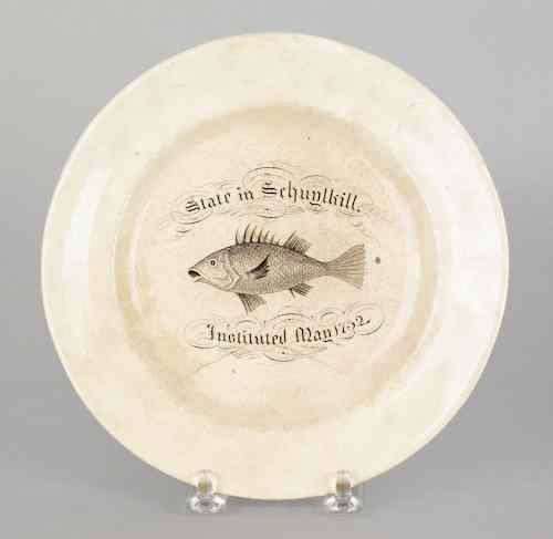 Appraisal: Staffordshire transfer decorated plate of Pennsylvania interest th c inscribed