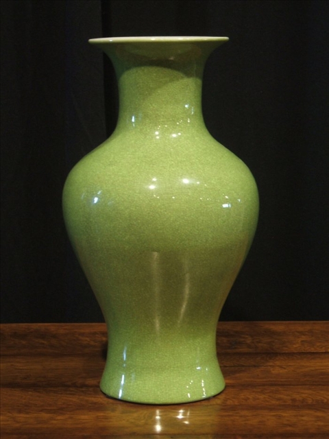 Appraisal: CHINESE CELADON GLAZED VASE Of baluster shape with an all-over