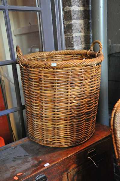 Appraisal: A CANE WASH BASKET AND STEP LADDER