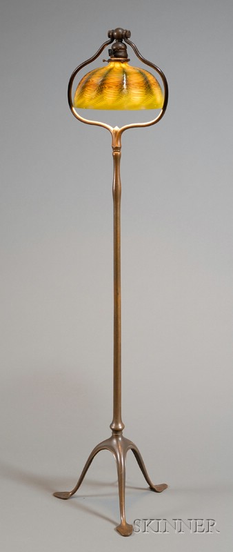 Appraisal: Tiffany Studios Harp Floor Lamp Patinated bronze New York early