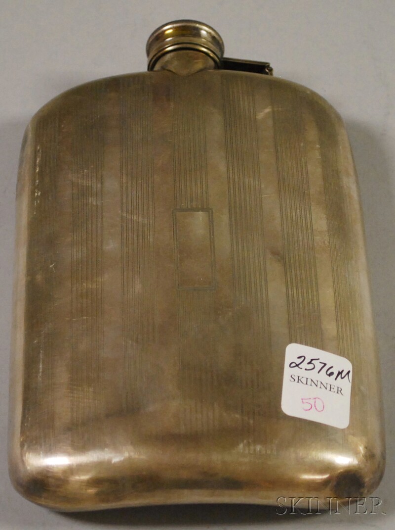 Appraisal: American Silver Flask approx troy oz lg wd in