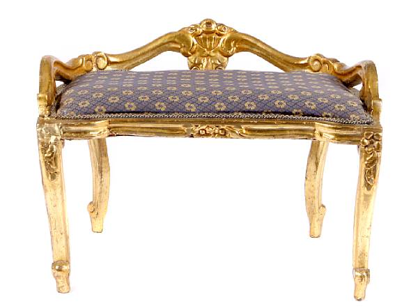 Appraisal: A pair of Louis XV style gilt benches height in