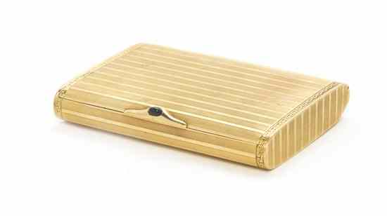 Appraisal: A French Karat Gold and Gem Inset Cigarette Case likely