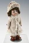 Appraisal: DOLL - Kestner bisque head with fixed brown eyes gusseted