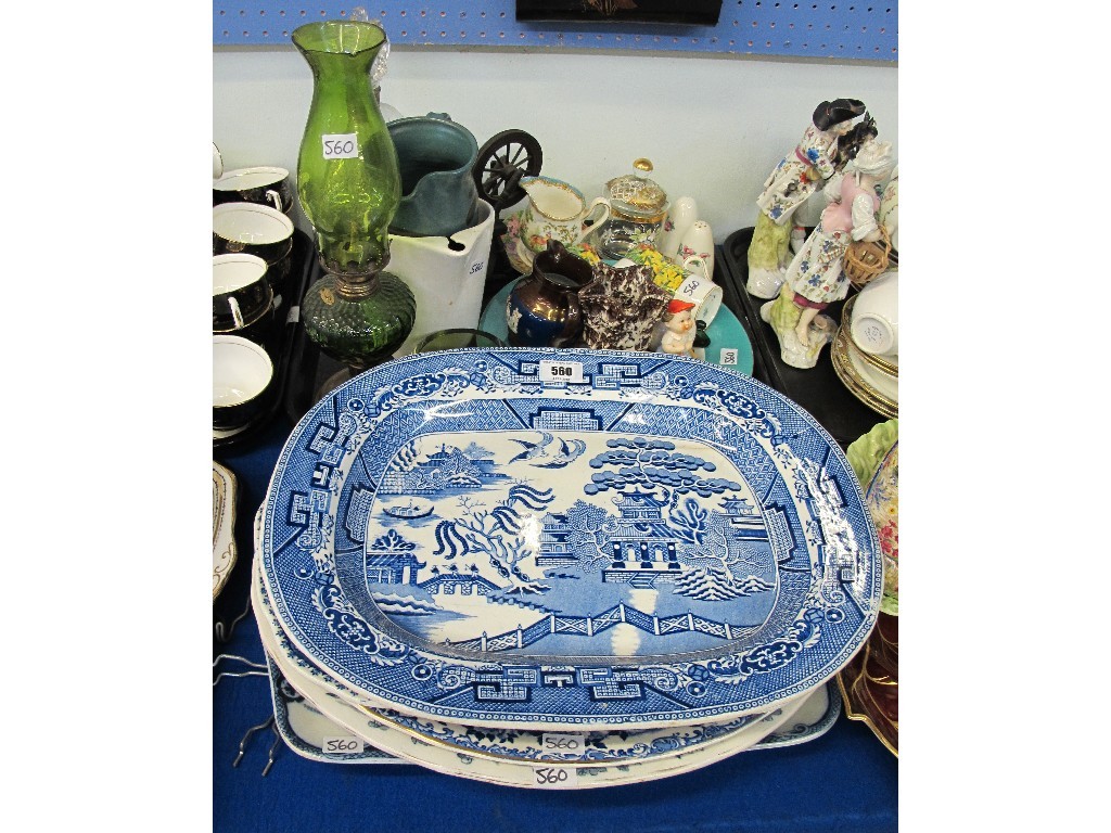 Appraisal: Tray of assorted ceramics and glass and five blue and