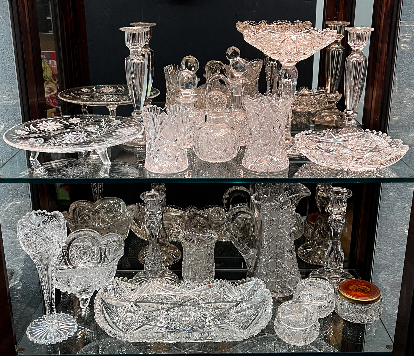 Appraisal: PC CUT CRYSTAL GLASS COLLECTION Comprising - Cake platter -