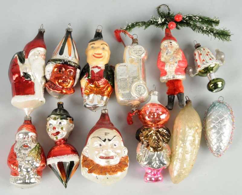 Appraisal: Lot of Blown Glass Ornaments Description Assorted ornaments include Santa