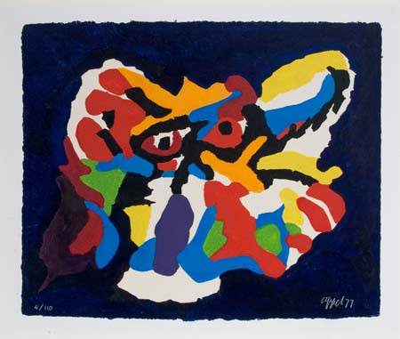 Appraisal: KAREL APPEL Couple in the Night Color woodcut x mm