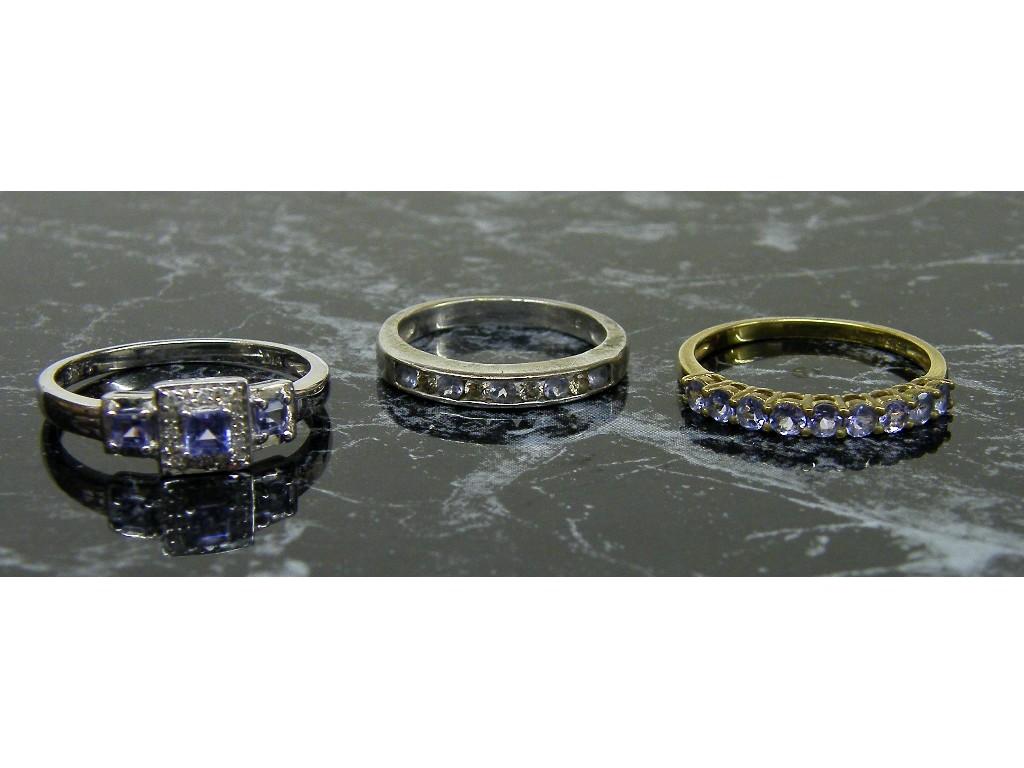 Appraisal: Two ct white gold tanzanite and diamond dress rings together