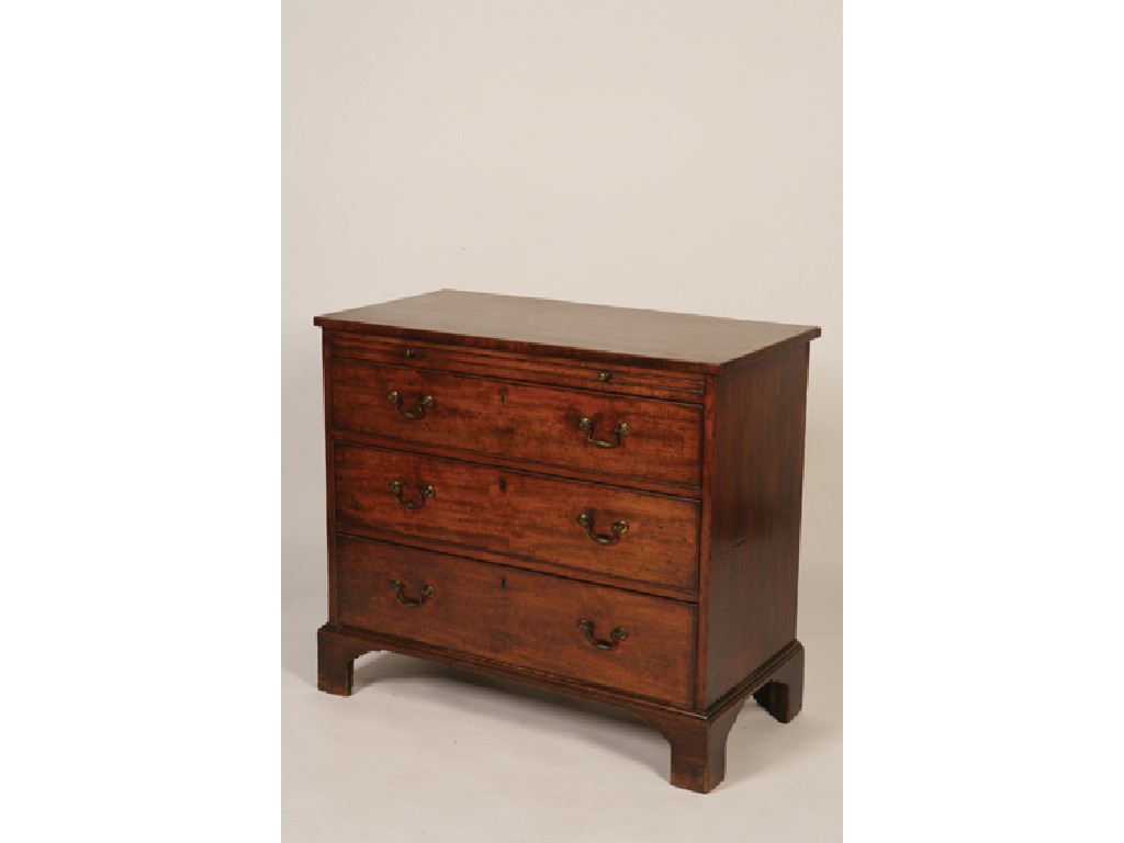 Appraisal: A GEORGE III MAHOGANY CHEST OF DRAWERS the rectangular top