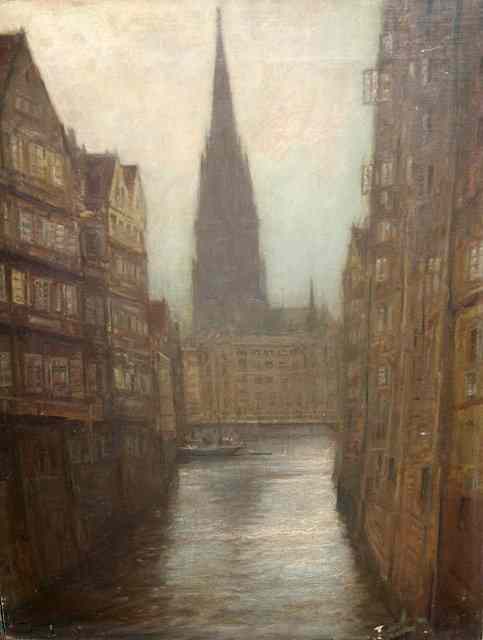 Appraisal: Franz Muller Gossen - A continental town signed oils on