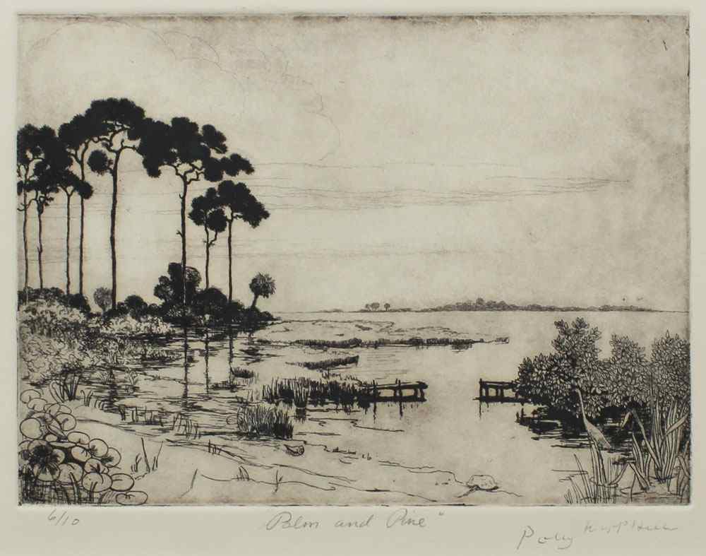 Appraisal: HILL Polly Knipp American - ''Palm and Pine'' Etching sight