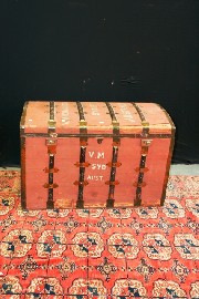 Appraisal: An early th century steamer trunk with brass banding