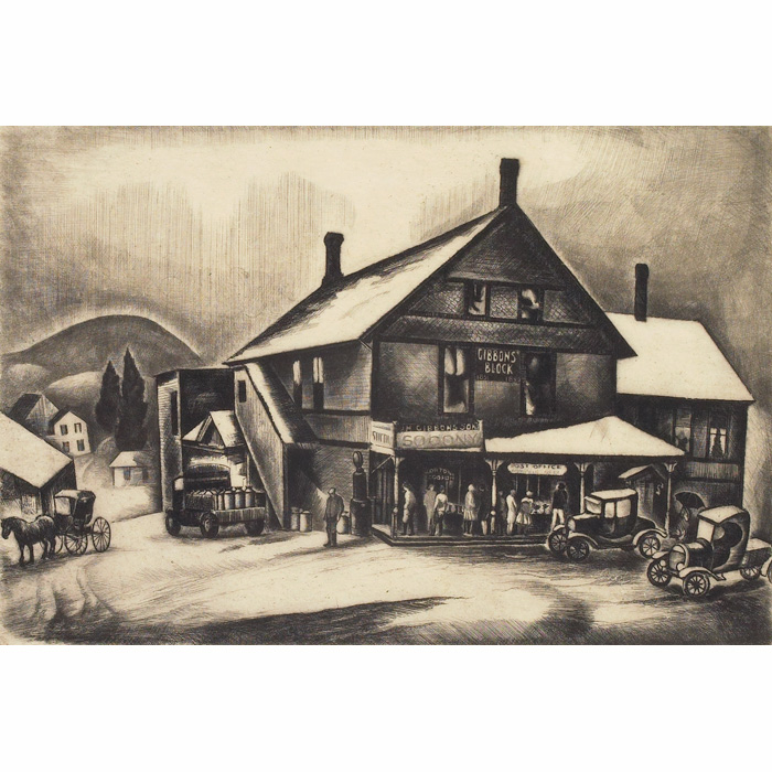 Appraisal: Howard Norton Cook American - Country Store etching x pencil