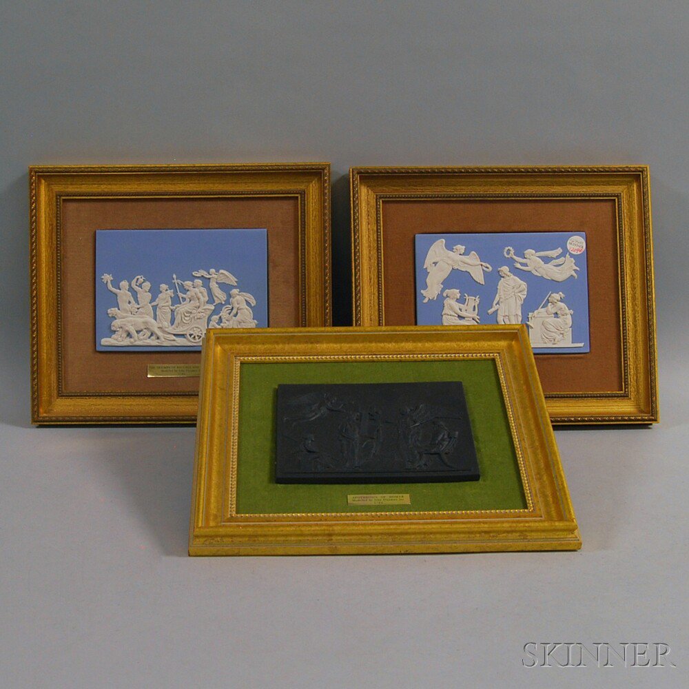 Appraisal: Three Framed Wedgwood Plaques th century titled The Triumph of