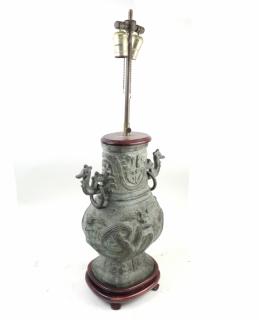 Appraisal: Large Bronze Chinese Censer Lamp Large bronze Chinese censer lamp