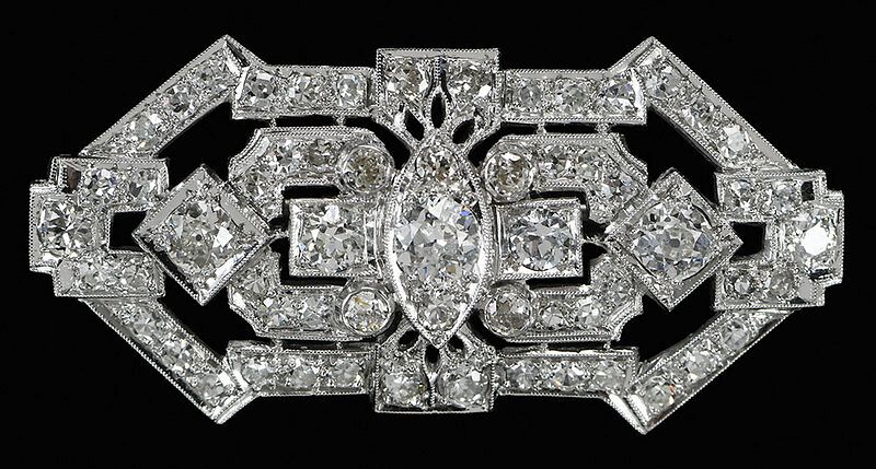 Appraisal: Platinum Diamond Brooch assorted old cut diamonds estimated total weight