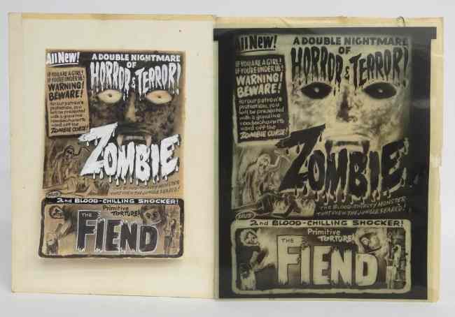 Appraisal: Original painted Horror Movie art for ''Zombie'' and ''The Fiend''