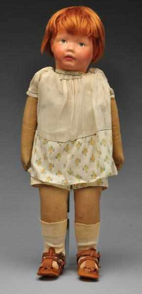 Appraisal: Cloth Kamkins Child Doll Description Molded cloth face nose a