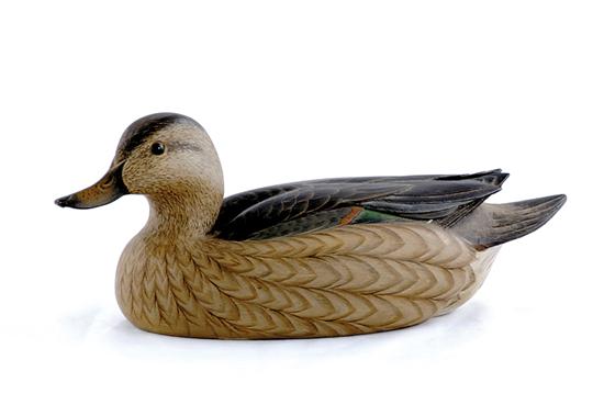 Appraisal: Dan Brown carved and painted duck decoy dated underside marked