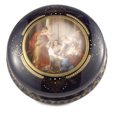 Appraisal: Czechoslovakian Transfer and Gilt Decorated Cobalt Porcelain Box Estimate -