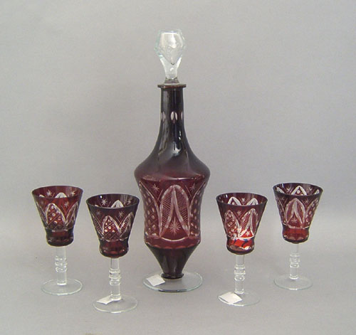 Appraisal: Ruby glass cordial set