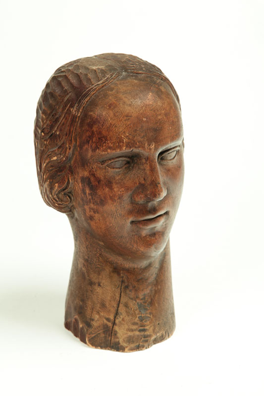 Appraisal: CARVED HEAD American st half- th century maple Carved head