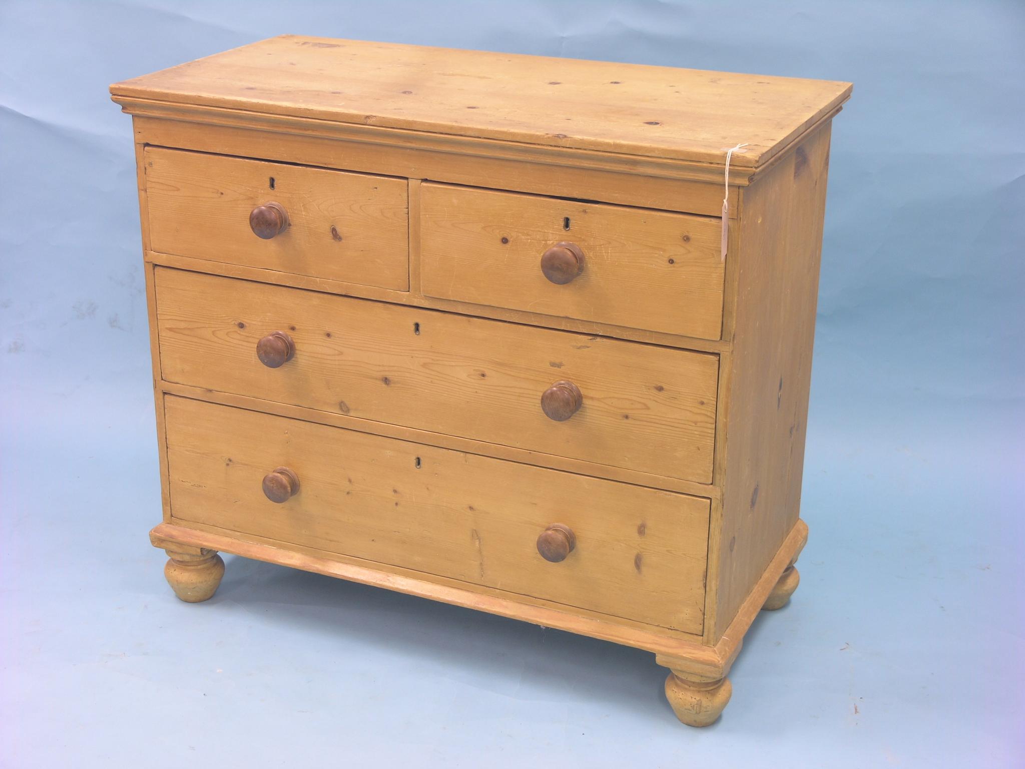 Appraisal: A Victorian stripped pine chest two short and two long