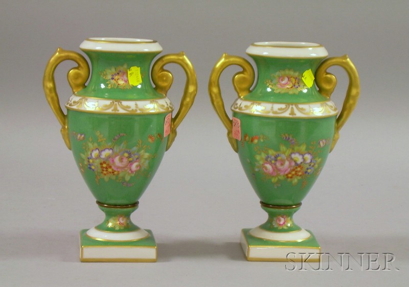 Appraisal: Pair of Porcelaine de Paris Gilt and Hand-painted Floral Decorated