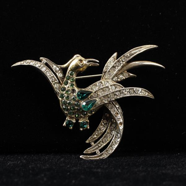 Appraisal: Schiaparelli Sterling silver Vermeil Bird of Paradise figural pin brooch