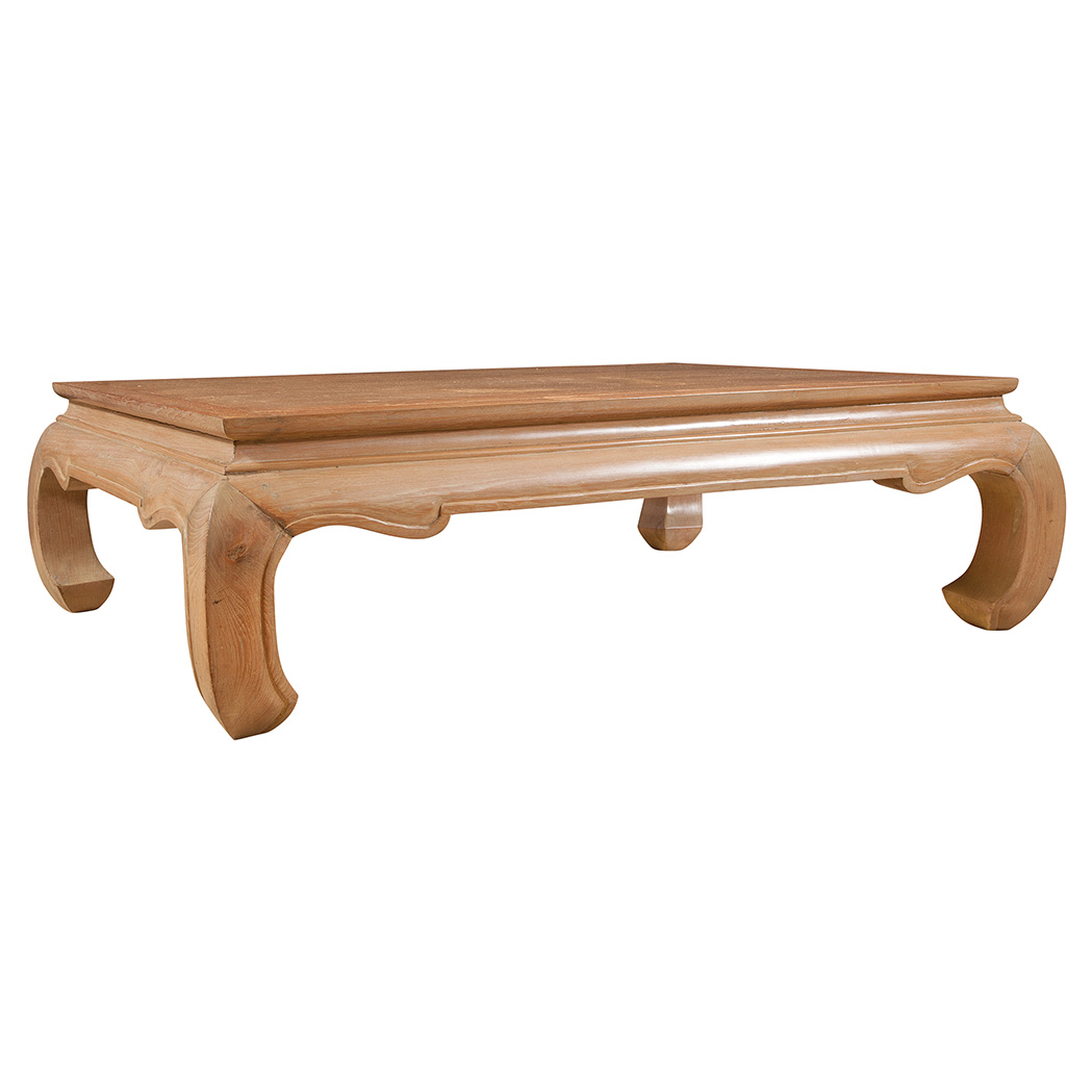 Appraisal: Chinese Style Limed Wood Low Table The rectangular top above