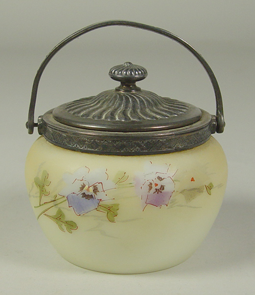 Appraisal: Wavecrest Dresser Jar Late th Century Silverplate rim and lid