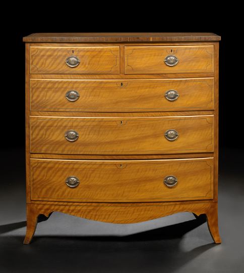 Appraisal: Regency-Style Figured Birch Bowfront Chest th century and later the