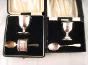 Appraisal: Silver A boxed christening set of eggcup and napkin ring