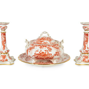 Appraisal: A Royal Crown Derby Red Aves Covered Tureen with Under