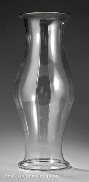 Appraisal: An American Clear Blown Glass Hurricane Shade th c baluster