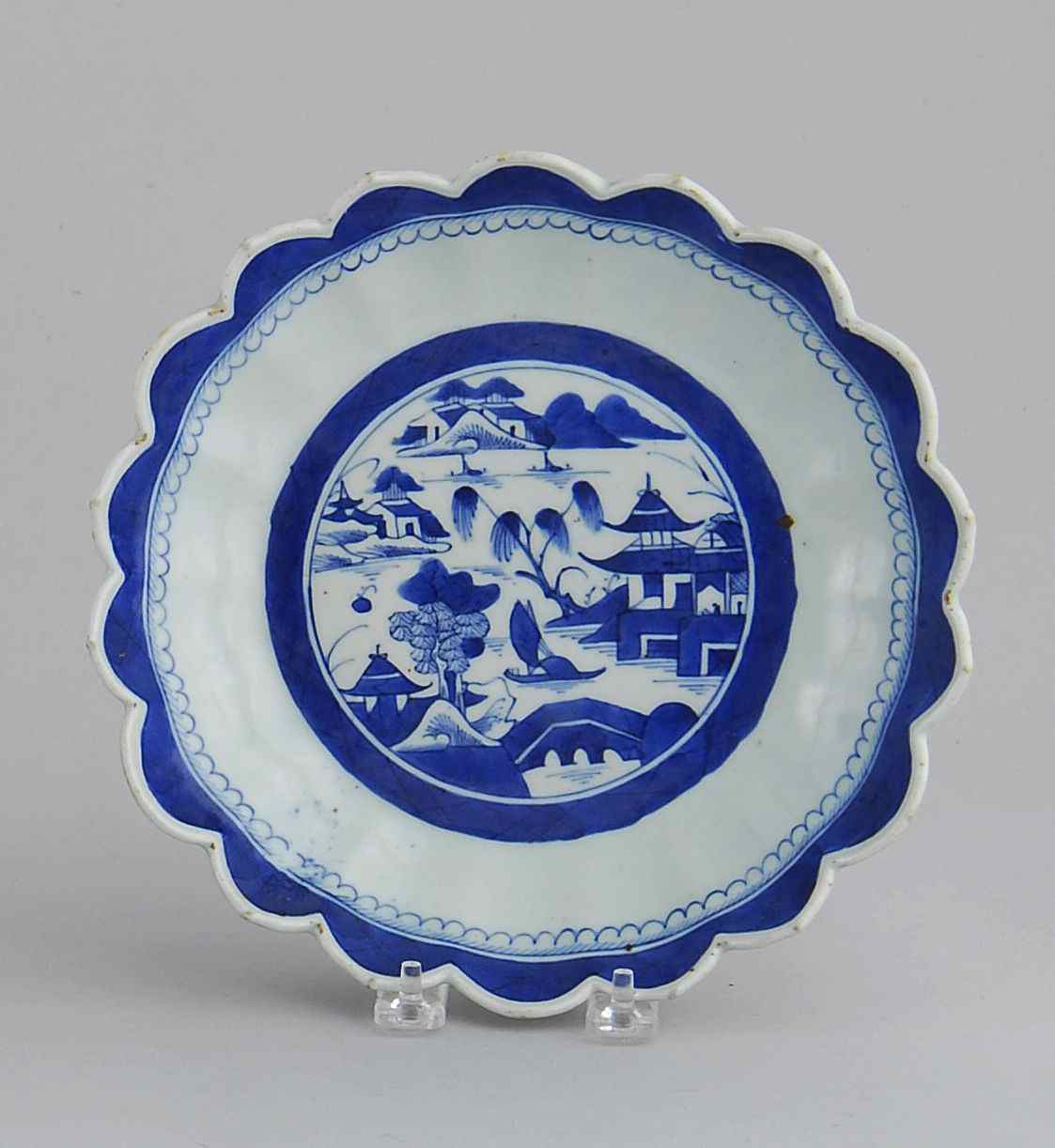 Appraisal: CHINESE EXPORT BLUE AND WHITE CANTON PORCELAIN BOWL th CenturyWith