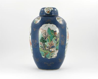 Appraisal: A large Samson famille verte ovoid vase and cover painted