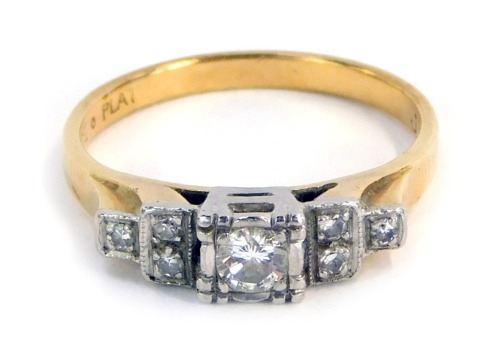 Appraisal: An Art Deco ct gold and platinum diamond dress ring