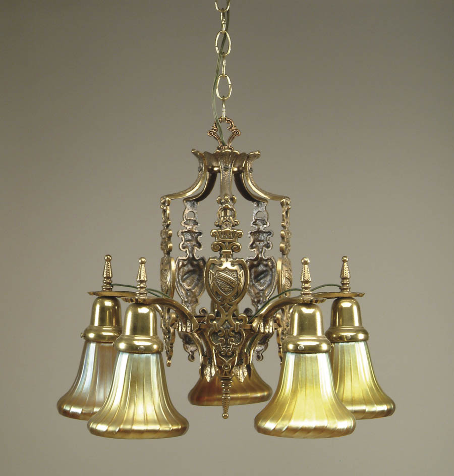 Appraisal: STEUBEN CHANDELIER Wonderful chandelier has five arms each separated by