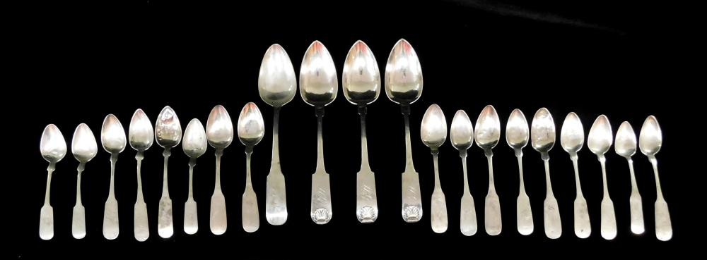 Appraisal: SILVER Early American silver twenty-one pieces by various makers four