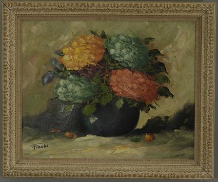 Appraisal: Franks Still Life with Flowers Oil on Canvas