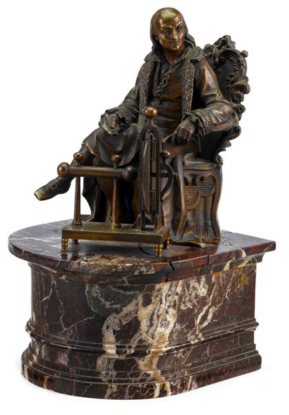 Appraisal: Bronze seated figure of Benjamin Franklin late th century