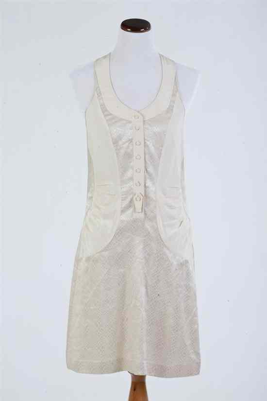 Appraisal: BALENCIAGA IVORY SILK JACQUARD DRESS New condition