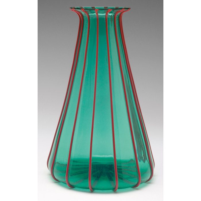 Appraisal: Venini ''fili applicati'' vase designed by Napoleone Martinuzzi translucent deep