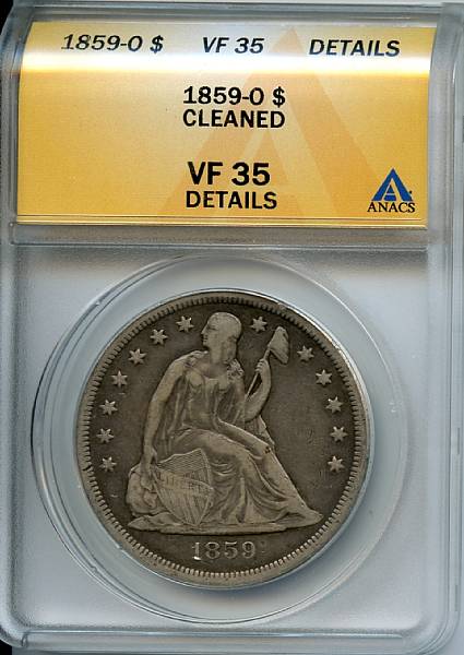 Appraisal: -O Details of VF Cleaned ANACS Deep gray fields with