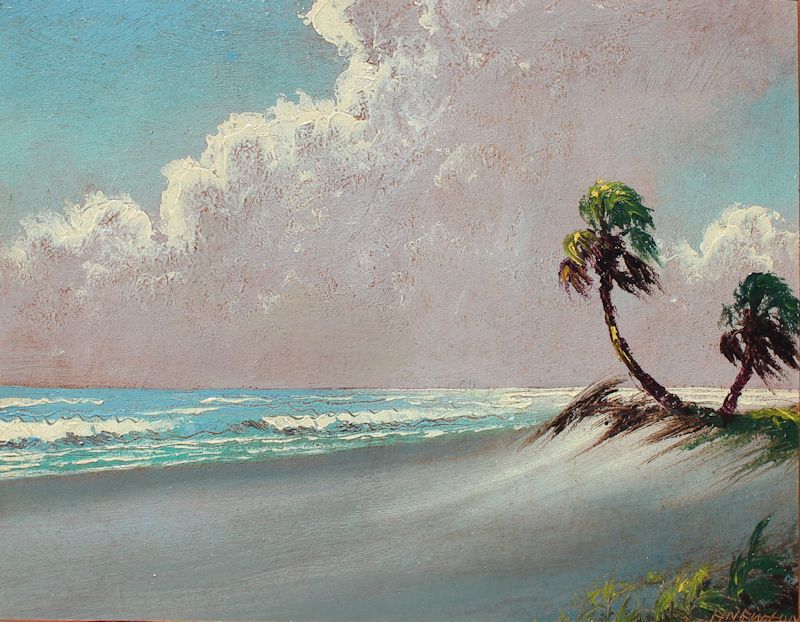 Appraisal: NEWTON Harold American - Florida Highwaymen ''Rio Mar'' beach scene