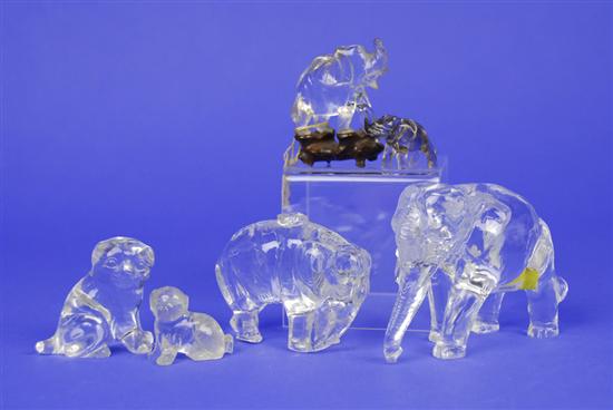 Appraisal: COLLECTION OF NINE CARVED CHINESE CARVED CRYSTAL FIGURES OF ANIMALS